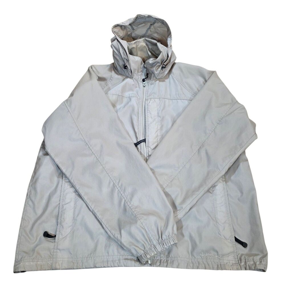 L.L. Bean Men's XL Stowaway Wind Jacket Full Zip Hooded Gray Packable Shell XL